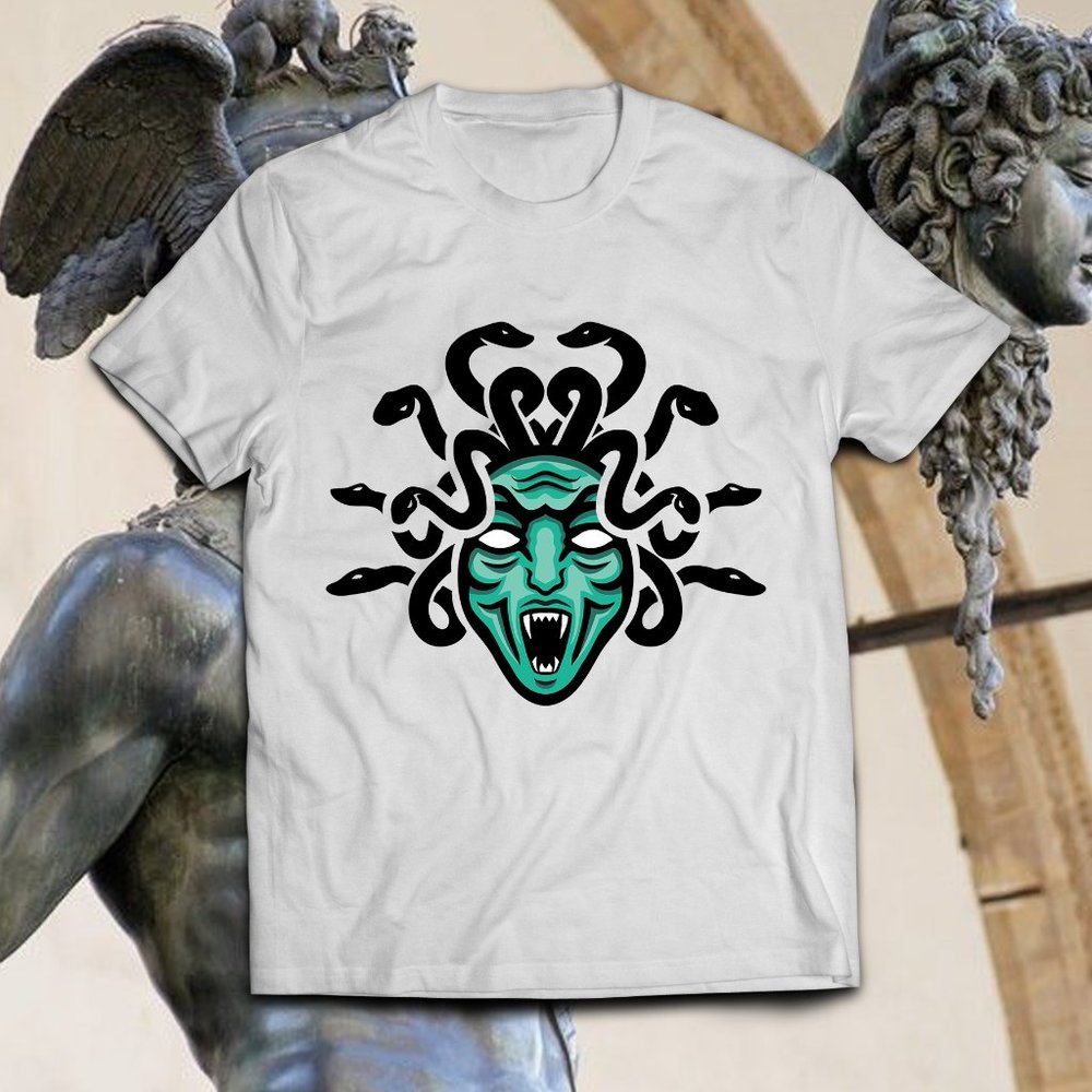 Artistic Medusa Head Illustration Tee